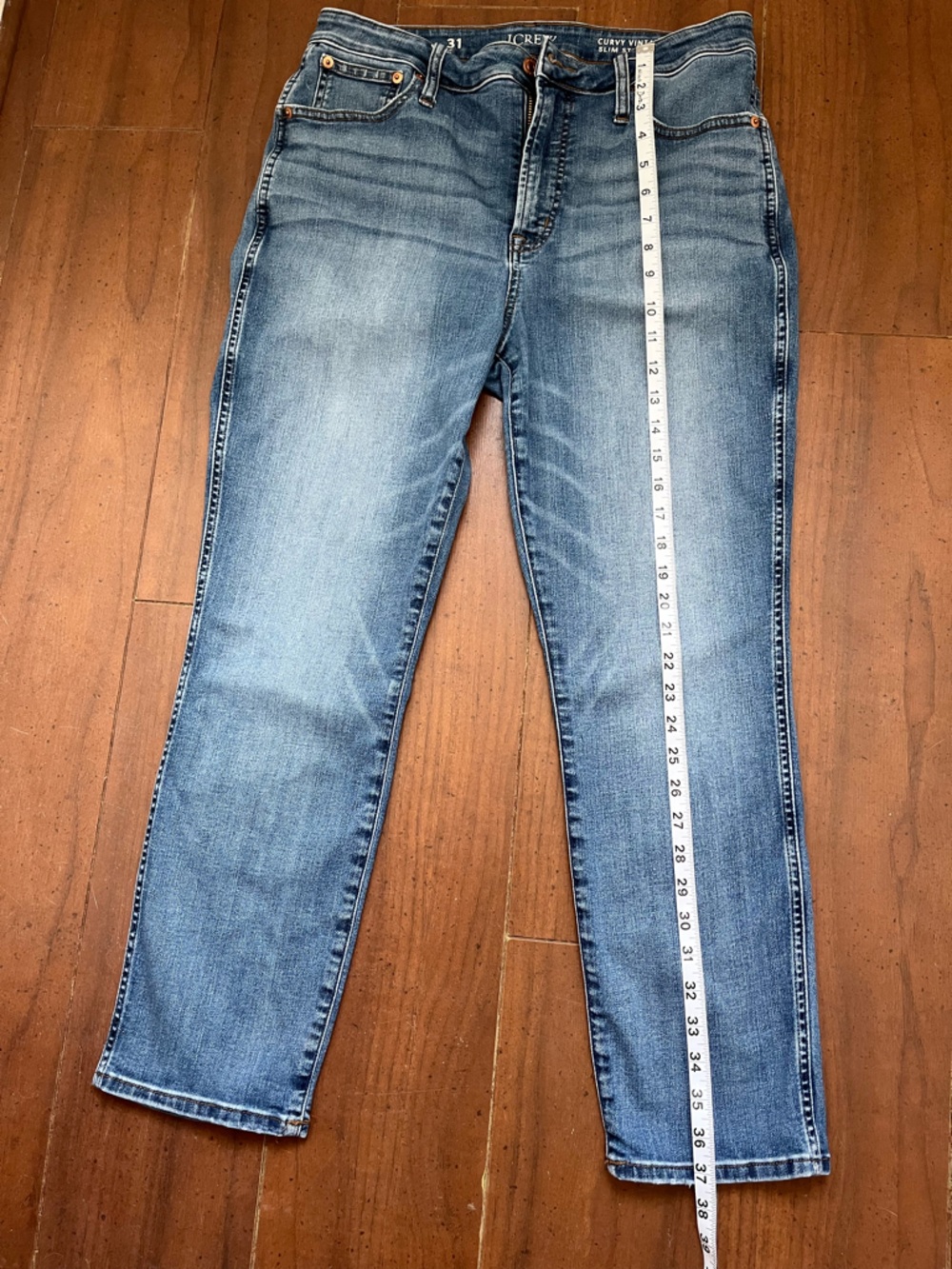 Women’s J.Crew Curvy Vintage Slim Straight Medium Wash Denim Jeans – Size 31 - Picture 10 of 15
